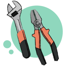 Spanner and plier icon representing appliance repair