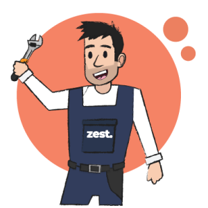 Oven with a dog beside it, representing a household appliance covered by Zest Protect